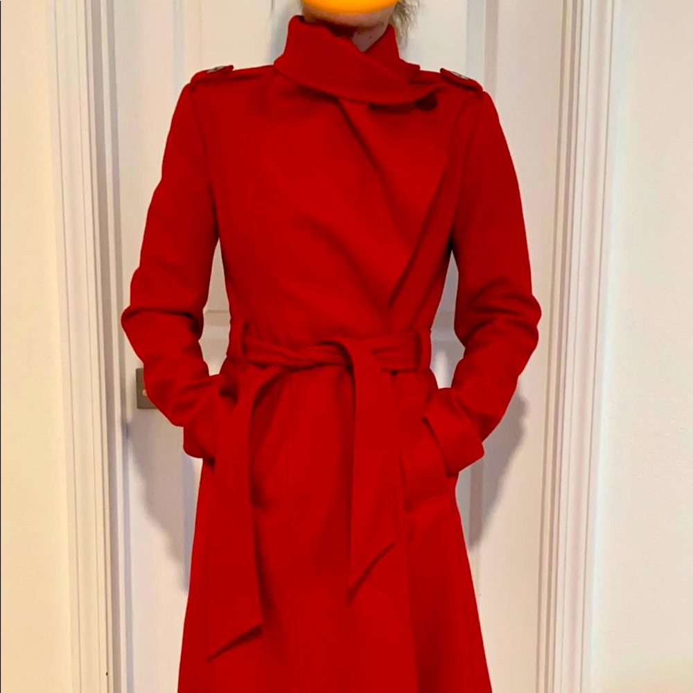 Ted Baker red wool belted coat